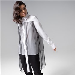 Рубашка комбинированная с сеткой, Срочно на обложку (white)