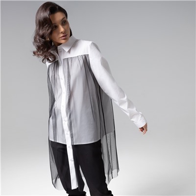 Рубашка комбинированная с сеткой, Срочно на обложку (white)