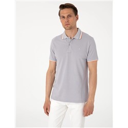 Açık Gri Slim Fit Polo Yaka Tişört