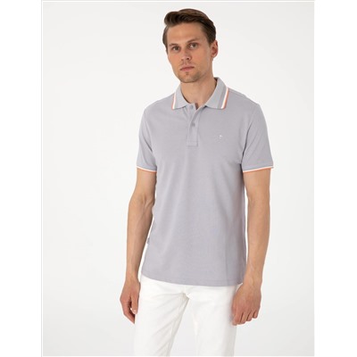 Açık Gri Slim Fit Polo Yaka Tişört