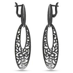 Серьги Узоры (покрытие черный родий), Есть комплект