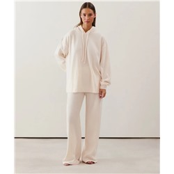 Pantalón de punto acanalado en beige