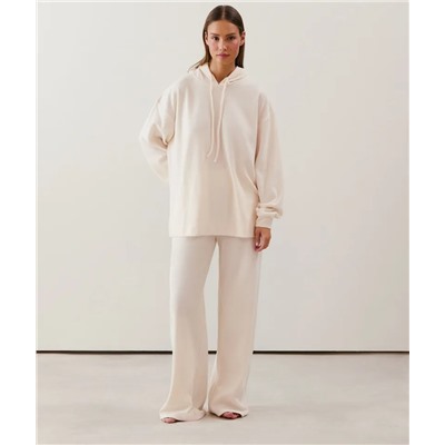 Pantalón de punto acanalado en beige