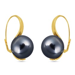 Серьги (Майорка 16мм темно-серая; покрытие золото), Есть комплект