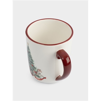 Кружка, 540 мл, керамика D, красная, Лошадка у елки, Festival