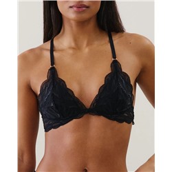 Sujetador triángulo push-up de encaje negro