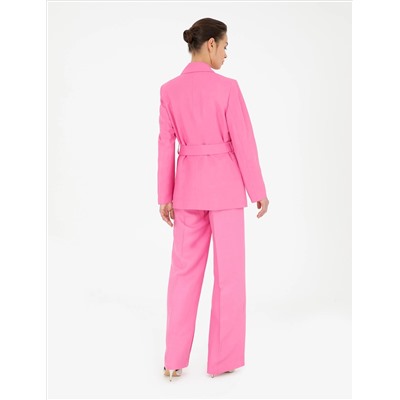 Pembe Keten Karışımlı Kumaş Pantolon