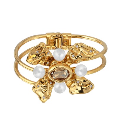 Браслет Грациоза (кристаллы SW шампань, Майорка; покрытие золото), Есть комплект