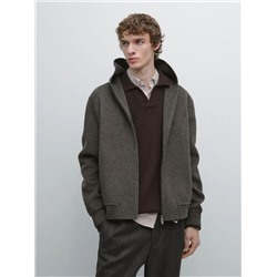 Мужская шерстяная куртка-бомбер с капюшоном МАССИМО Д