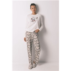 Pijama largo 100% algodón blanco Mickey Mouse