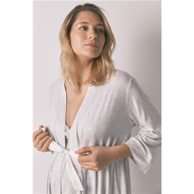 Bata "maternity" cinturón gris