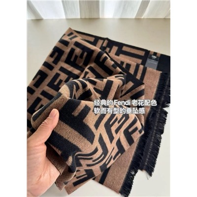 Зимний теплый шерстяной шарф/утеплитель для шеи с жаккардовым узором и буквами FEND*I