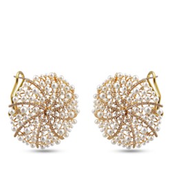 Серьги (жемчуг белый, фианит; покрытие золото), Есть комплект