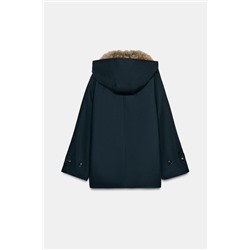 ZW COLLECTION FAUX FUR COLLAR TRENCH COAT