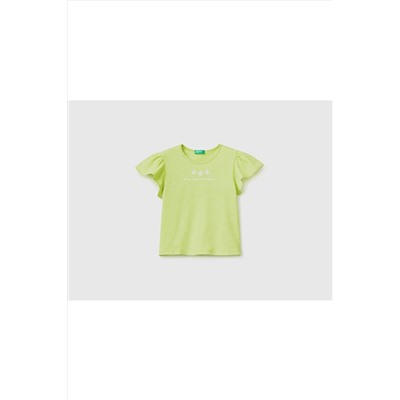 United Colors of BenettonKız Çocuk Açık Yeşil Slogan Baskılı T-shirt Açık Yeşil