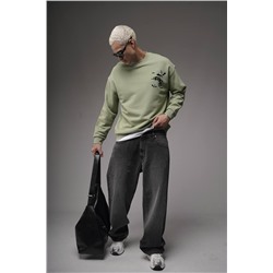 Свитшот  журавли  зеленый