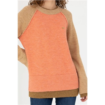 Kadın Somon Bisiklet Yaka Kazak