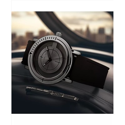 Stuhrling Men s Sniper 3915 Quartz Aviator Watch 42mm, Crosshair Target Dial, Rubber Strap, 5 ATM