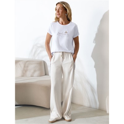 Свободная футболка с принтом из премиального хлопка с эластаном