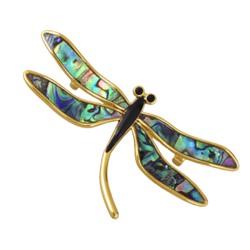 Брошь Стрекоза (гелиотис; покрытие золото) 7см, Есть комплект