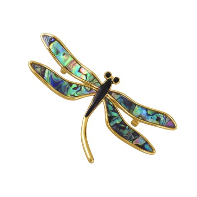 Брошь Стрекоза (гелиотис; покрытие золото) 7см, Есть комплект