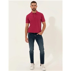 Fuşya Slim Fit Polo Yaka Basic Tişört