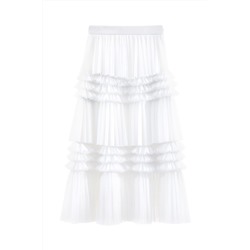 Falda avolantada de talle alto Blanco