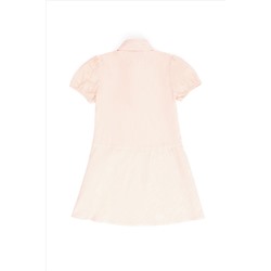 Kız Çocuk Turuncu Kısa Kol Dokuma Elbise