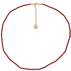 Колье 45-50см (шпинель 1мм вишневая; покрытие золото)