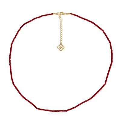 Колье 45-50см (шпинель 1мм вишневая; покрытие золото)