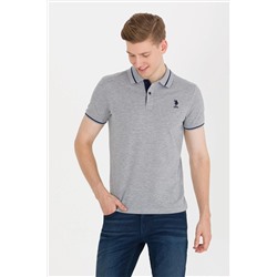 Erkek Gri Melanj Basic Polo Yaka Tişört