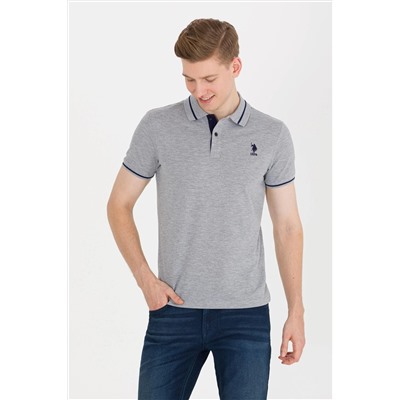 Erkek Gri Melanj Basic Polo Yaka Tişört