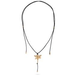 Кулон Стрекоза (текстиль черный; покрытие матовое золото), Есть комплект