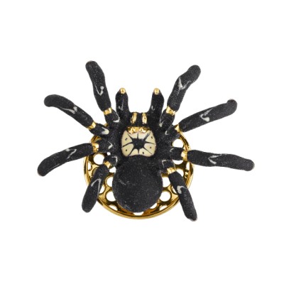 Брошь Паук (эмаль матовая черная; покрытие золото), Есть комплект