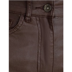 Брюки зауженные из эластичного хлопка с покрытием под кожу