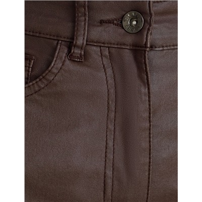 Брюки зауженные из эластичного хлопка с покрытием под кожу