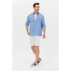 Erkek Saks Uzun Kollu Gömlek