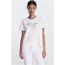 CHUNKY KNIT COLLAR SLOGAN T-SHIRT