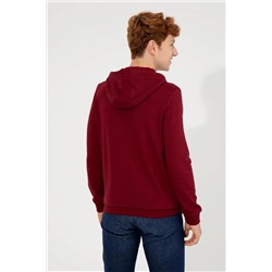 Erkek Vişne Kapüşonlu Sweatshirt