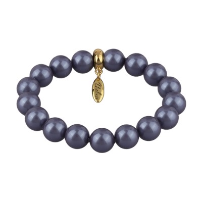 Браслет (Майорка 12мм черничная; покрытие золото), Есть комплект