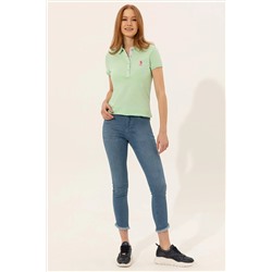 Kadın Mint Basic Polo Yaka Tişört