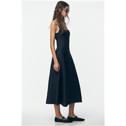 VESTIDO MIDI LINO VIVOS CONTRASTE