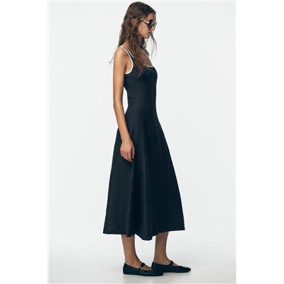 VESTIDO MIDI LINO VIVOS CONTRASTE