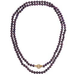 Колье (жемчуг баклажановый 7-8мм, фианит; покрытие золото) 140см, Есть комплект