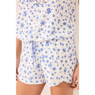 Pijama corto floral blanco Mafalda