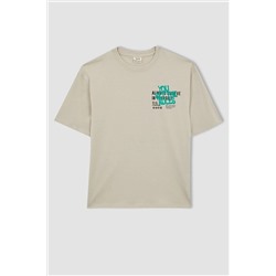 Defacto Erkek Çocuk Oversize Fit Bisiklet Yaka Baskılı Kısa Kollu Tişört A6401A823SM