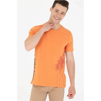 Erkek Kiremit Bisiklet Yaka Tişört