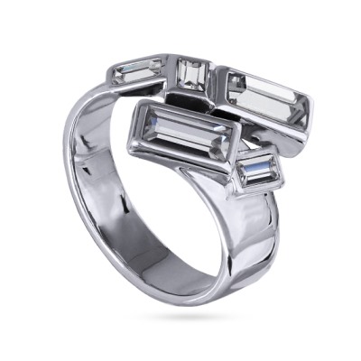 Кольцо Богемия (кристаллы SW белые; покрытие родий), Есть комплект