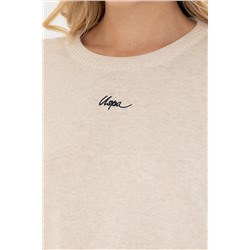 Kadın Krem Melanj Bisiklet Yaka Kazak