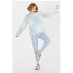 Kadın Mavi Triko Pantolon